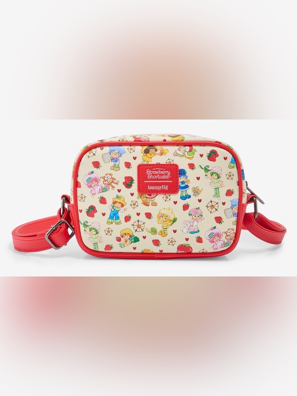 Loungefly Strawberry Shortcake & Friends Cream & Red Crossbody Bag- New